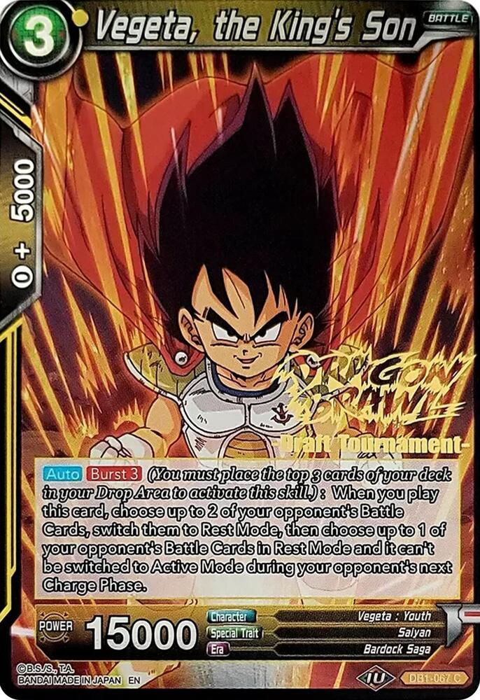 Vegeta, the King's Son (Dragon Brawl Draft Tournament Gold Stamped) DB1-067 card from Promotion Cards