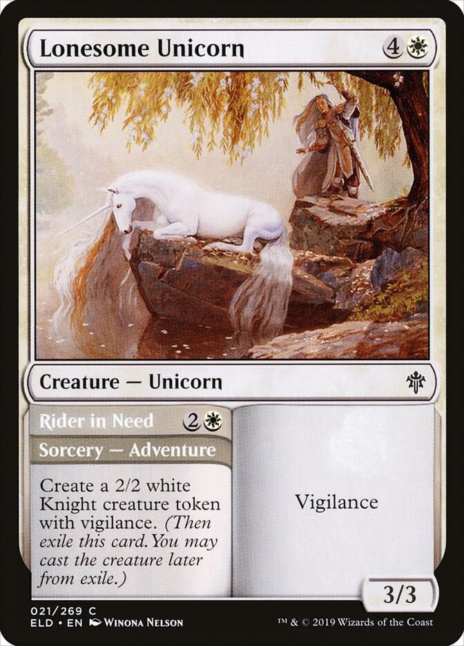Lonesome Unicorn 21 card from Throne of Eldraine