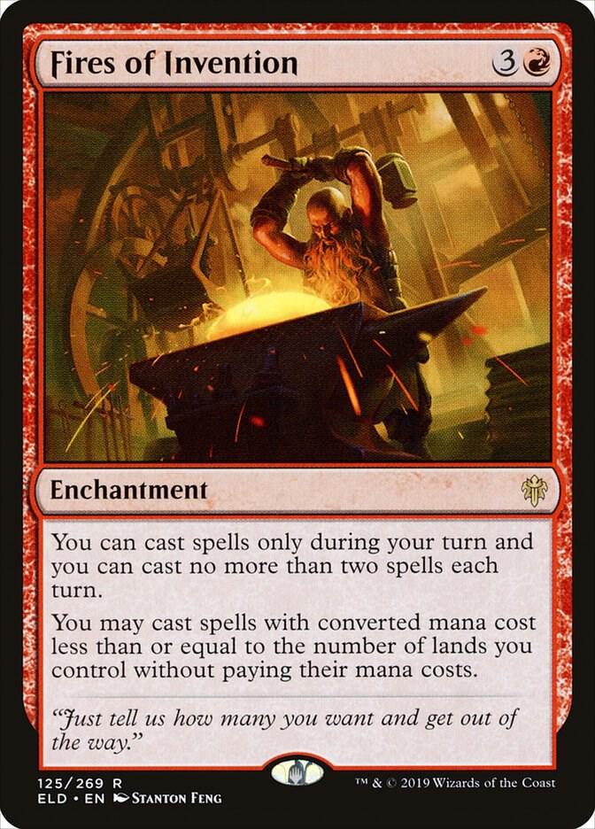 Fires of Invention 125 card from Throne of Eldraine