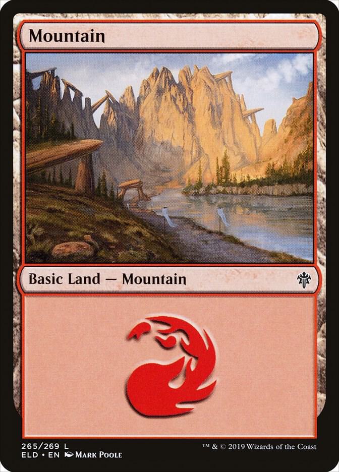 Mountain 265 card from Throne of Eldraine