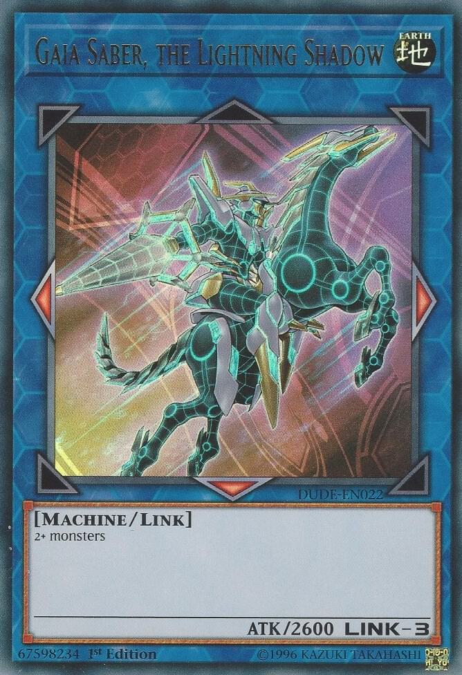 Gaia Saber, the Lightning Shadow DUDE-EN022 card from Duel Devastator