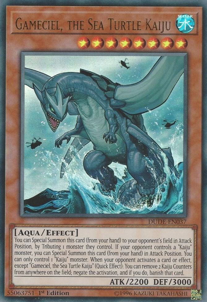 Gameciel, the Sea Turtle Kaiju DUDE-EN037 card from Duel Devastator