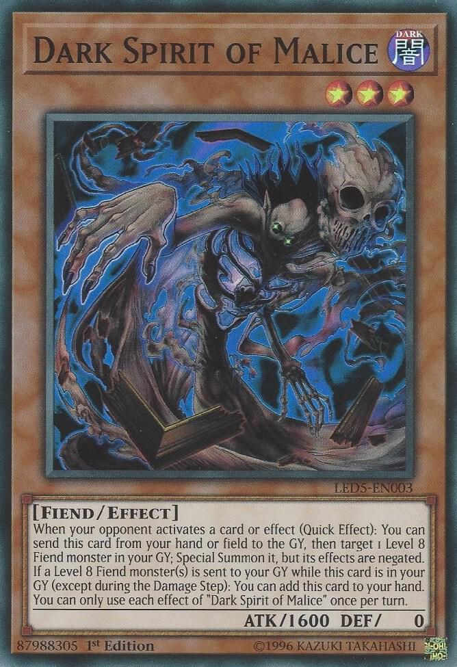 Dark Spirit of Malice LED5-EN003 card from Legendary Duelists: Immortal Destiny