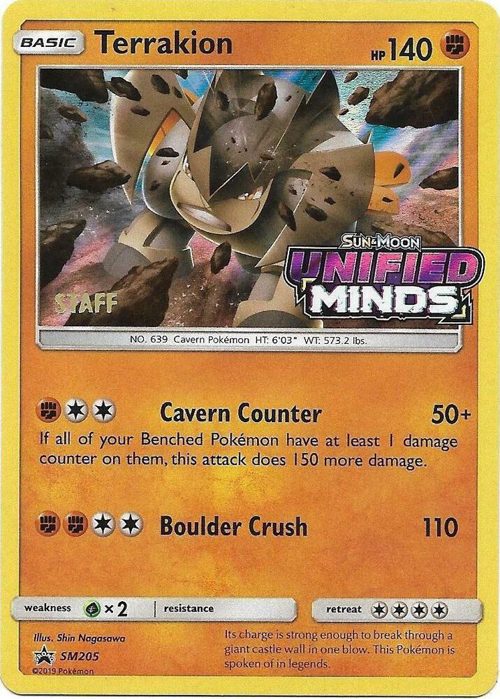 Terrakion (Prerelease) [Staff] SM205 card from SM Promos
