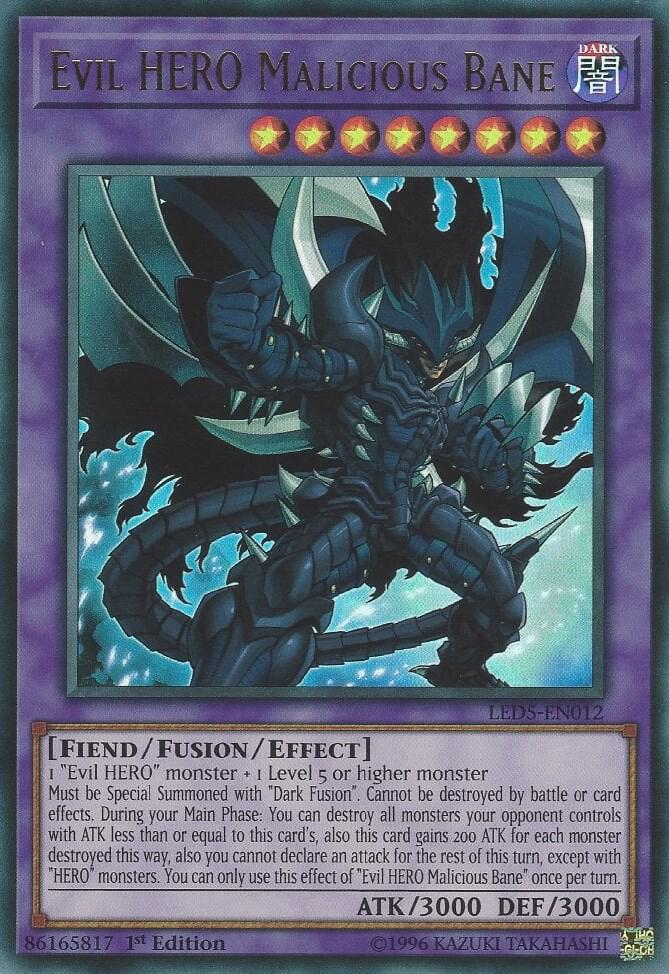 Evil HERO Malicious Bane LED5-EN012 card from Legendary Duelists: Immortal Destiny