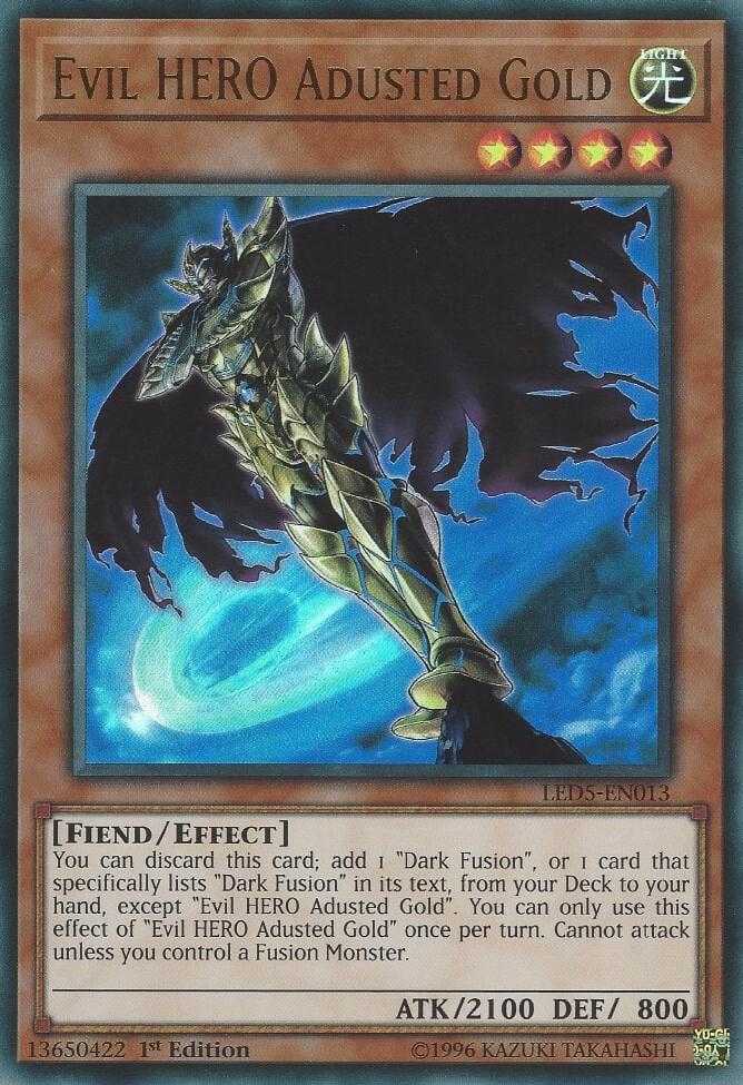 Evil HERO Adusted Gold LED5-EN013 card from Legendary Duelists: Immortal Destiny