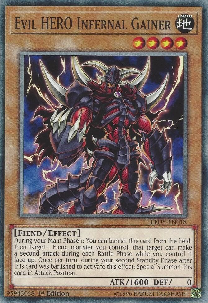 Evil HERO Infernal Gainer LED5-EN018 card from Legendary Duelists: Immortal Destiny