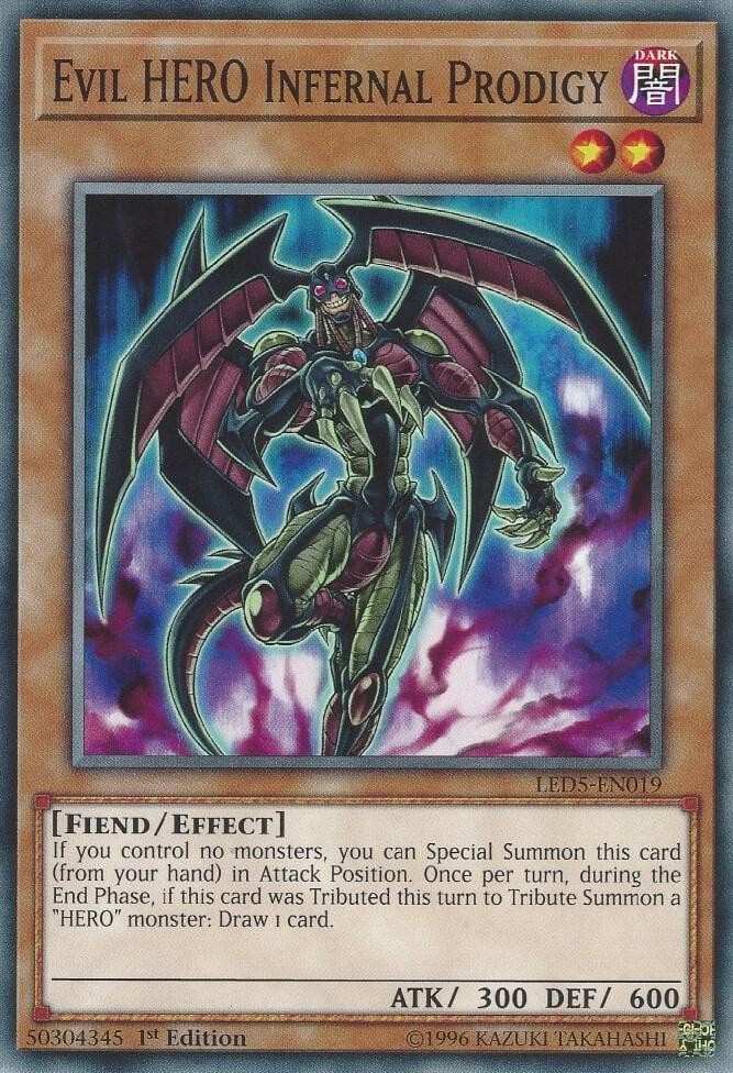 Evil HERO Infernal Prodigy LED5-EN019 card from Legendary Duelists: Immortal Destiny