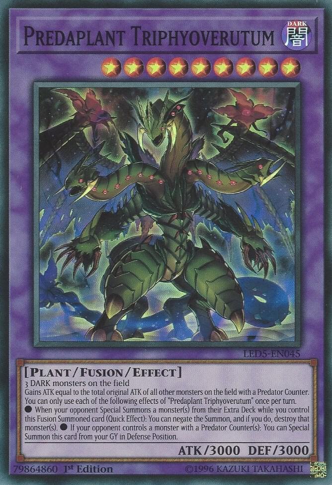 Predaplant Triphyoverutum LED5-EN045 card from Legendary Duelists: Immortal Destiny