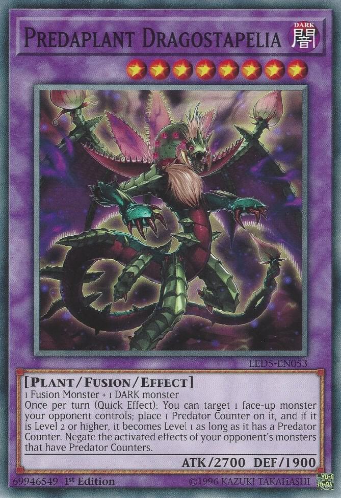 Predaplant Dragostapelia LED5-EN053 card from Legendary Duelists: Immortal Destiny