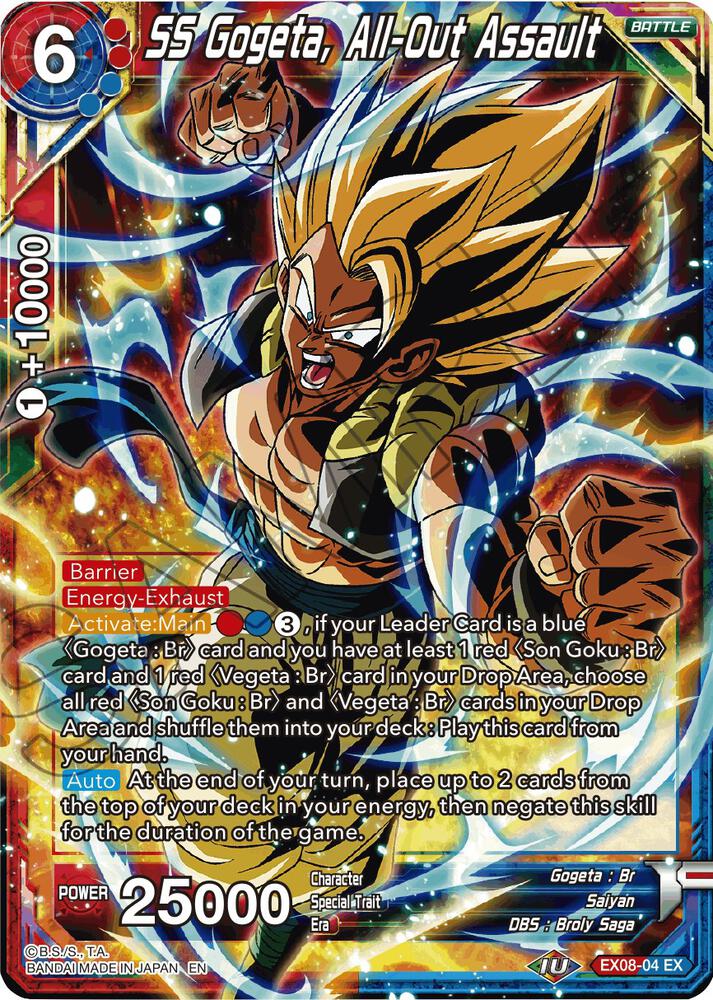 SS Gogeta, All-Out Assault EX08-04 card from Expansion Deck Box Set 08: Magnificent Collection - Forsaken Warrior