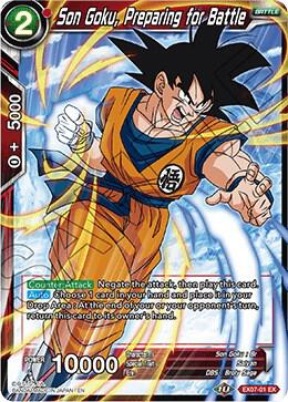 Son Goku, Preparing for Battle EX07-01 card from Expansion Deck Box Set 07: Magnificent Collection - Fusion Hero
