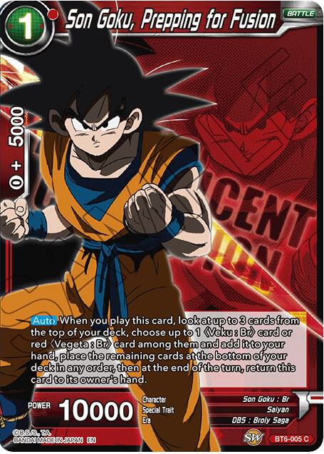 Son Goku, Prepping for Fusion BT6-005 card from Expansion Deck Box Set 07: Magnificent Collection - Fusion Hero