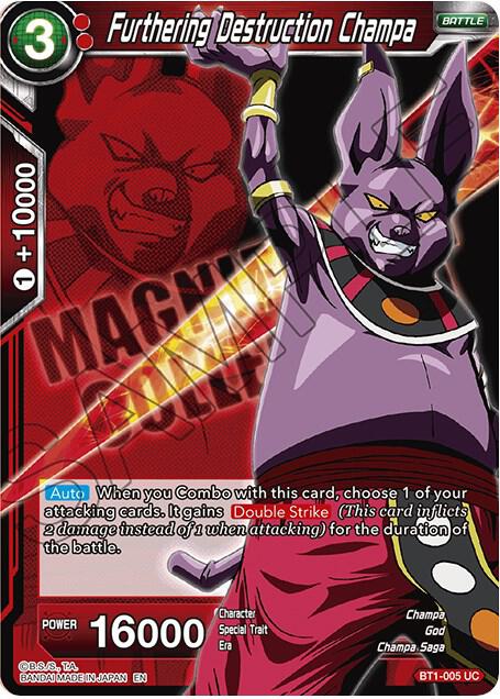 Furthering Destruction Champa BT1-005 card from Expansion Deck Box Set 08: Magnificent Collection - Forsaken Warrior