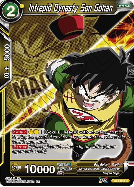 Intrepid Dynasty Son Gohan BT4-084 card from Expansion Deck Box Set 08: Magnificent Collection - Forsaken Warrior