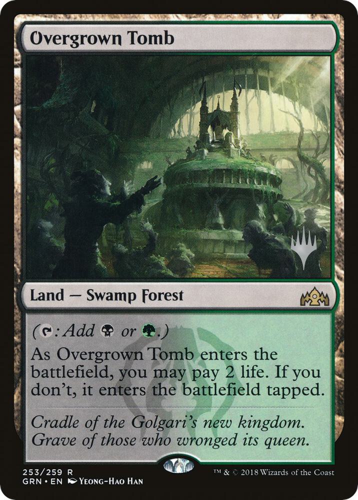 Overgrown Tomb 253 card from Promo Pack: Throne of Eldraine
