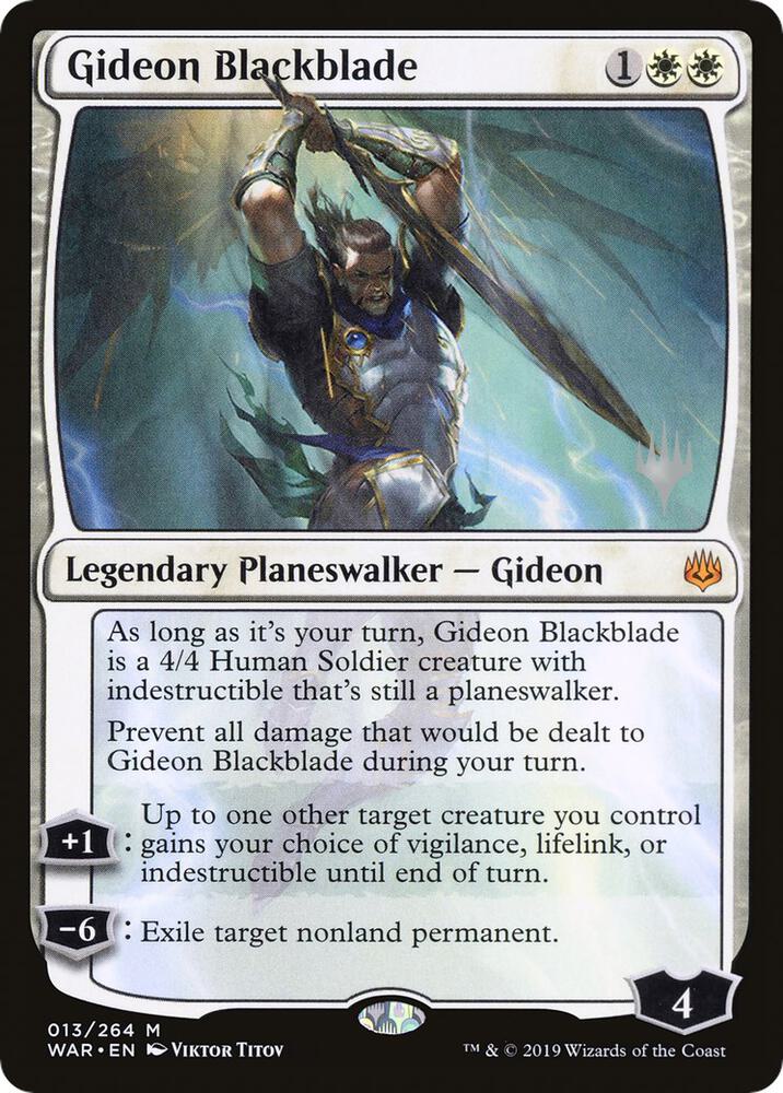 Gideon Blackblade 13 card from Promo Pack: Throne of Eldraine