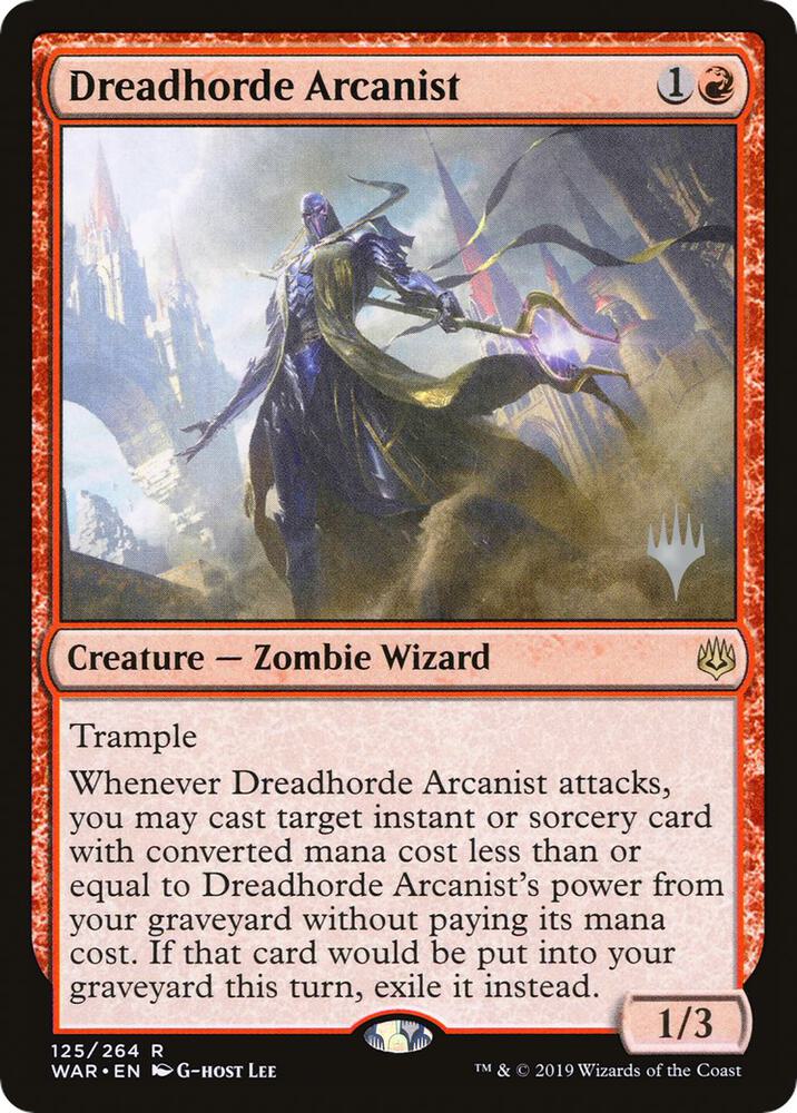 Dreadhorde Arcanist 125 card from Promo Pack: Throne of Eldraine