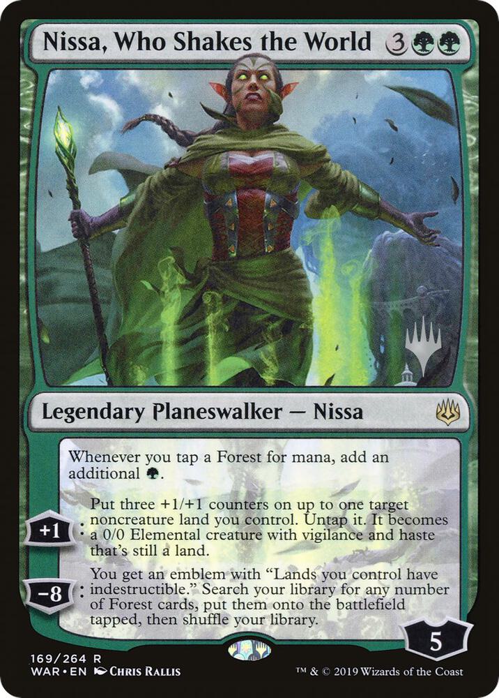 Nissa, Who Shakes the World 169 card from Promo Pack: Throne of Eldraine