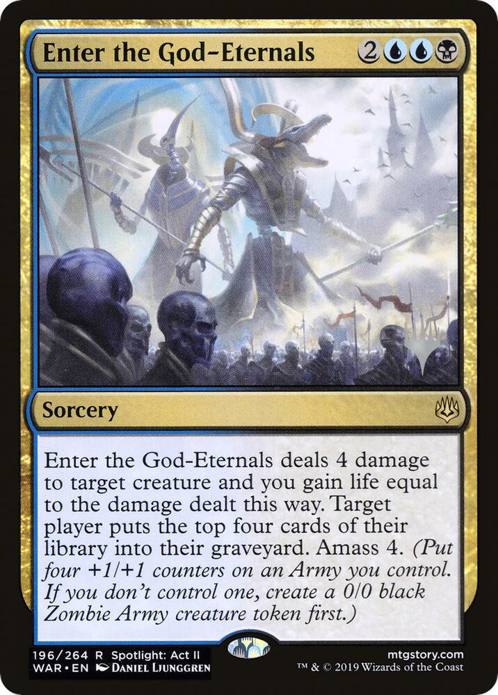Enter the God-Eternals 196 card from Promo Pack: Throne of Eldraine