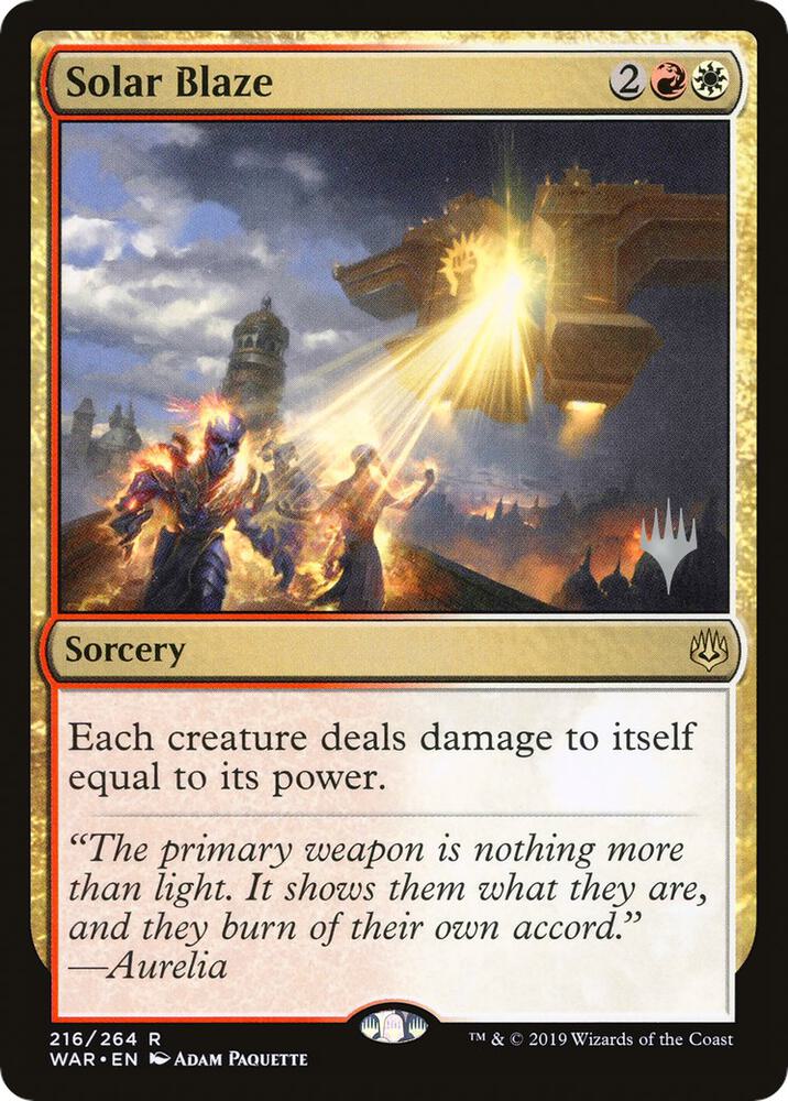 Solar Blaze 216 card from Promo Pack: Throne of Eldraine