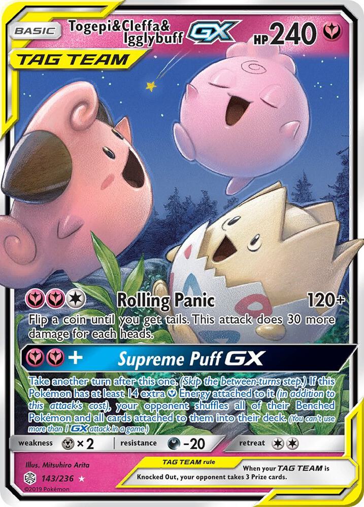 Togepi & Cleffa & Igglybuff GX 143/236 card from SM - Cosmic Eclipse