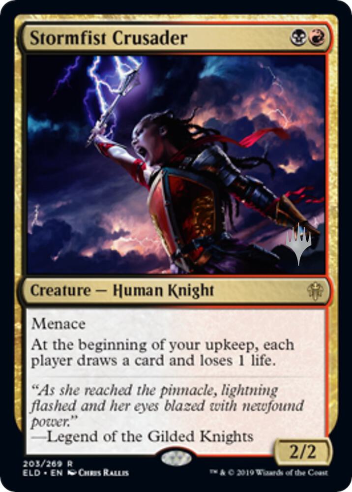 Stormfist Crusader 203 card from Promo Pack: Throne of Eldraine