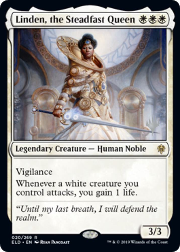 Linden, the Steadfast Queen 20 card from Promo Pack: Throne of Eldraine