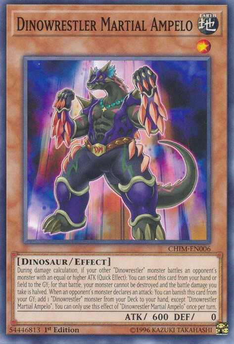 Dinowrestler Martial Ampelo CHIM-EN006 card from Chaos Impact