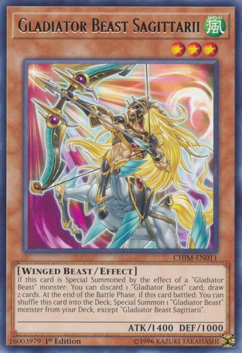 Gladiator Beast Sagittarii CHIM-EN011 card from Chaos Impact