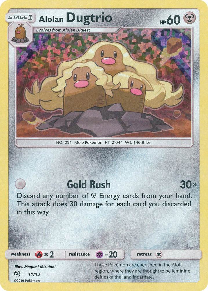 Alolan Dugtrio - 11/12 011/012 card from McDonald's Promos 2019
