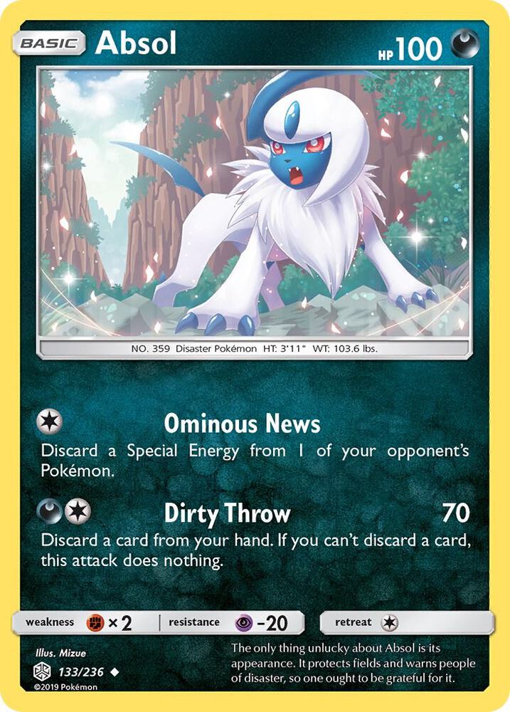 Absol 133/236 card from SM - Cosmic Eclipse