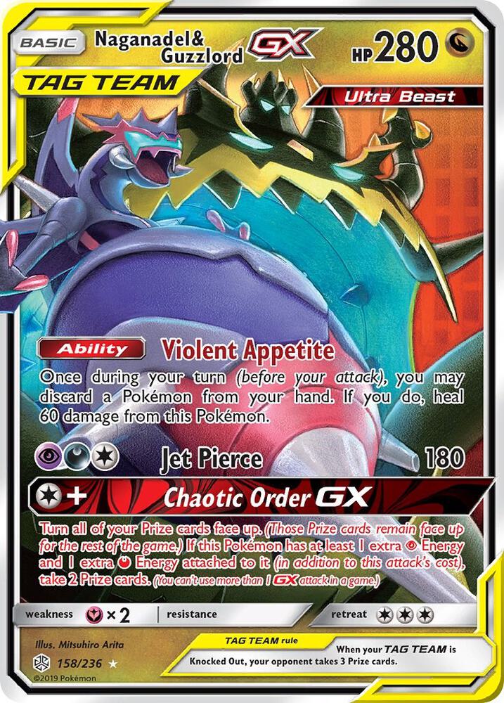 Naganadel & Guzzlord GX 158/236 card from SM - Cosmic Eclipse