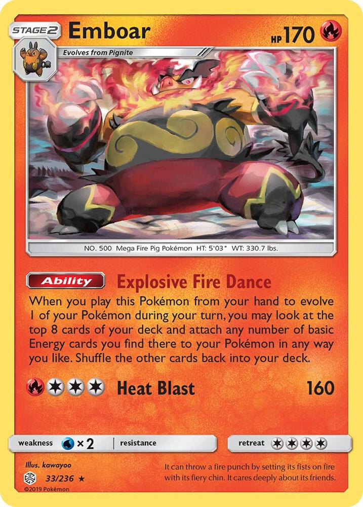 Emboar 33/236 card from SM - Cosmic Eclipse