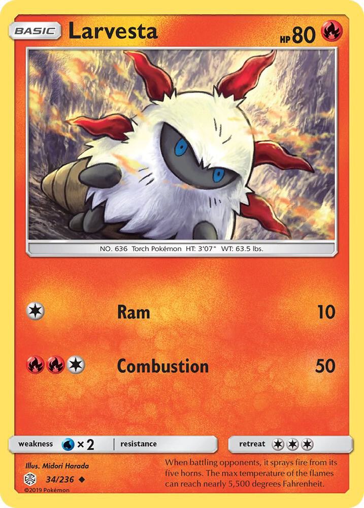Larvesta 34/236 card from SM - Cosmic Eclipse