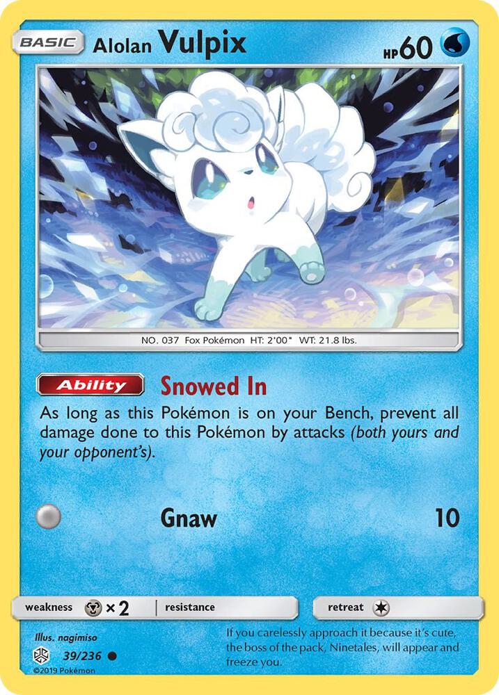 Alolan Vulpix 39/236 card from SM - Cosmic Eclipse