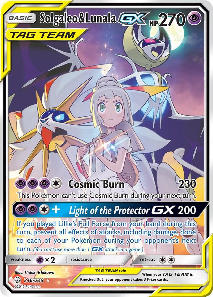 Solgaleo & Lunala GX (Full Art) 216/236 card from SM - Cosmic Eclipse