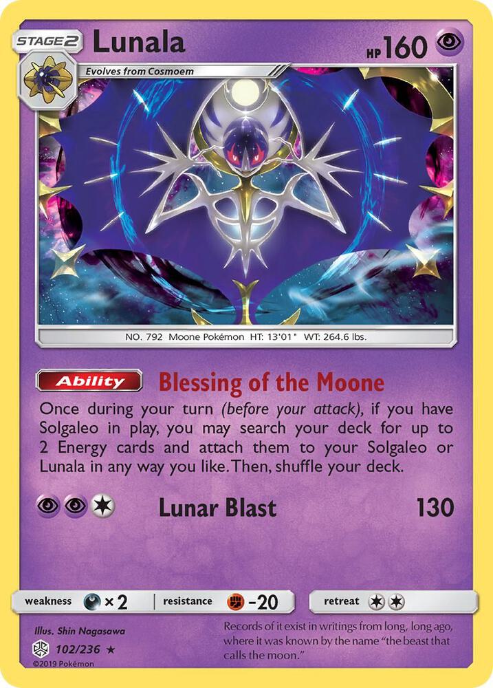 Lunala 102/236 card from SM - Cosmic Eclipse