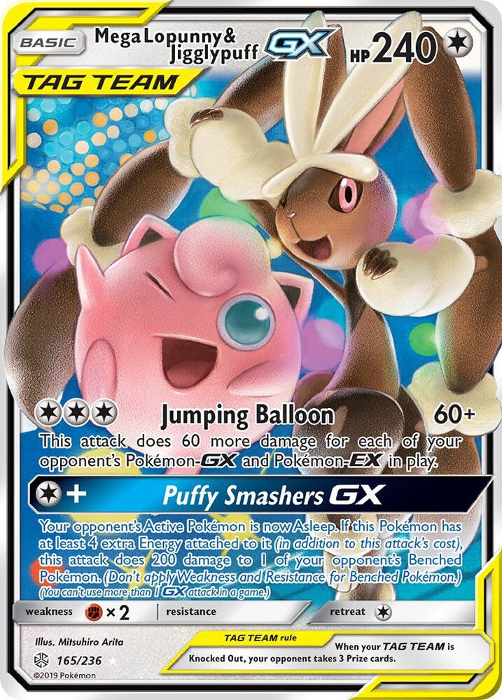 Mega Lopunny & Jigglypuff GX 165/236 card from SM - Cosmic Eclipse