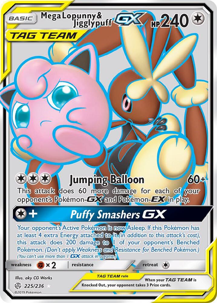 Mega Lopunny & Jigglypuff GX (Full Art) 225/236 card from SM - Cosmic Eclipse