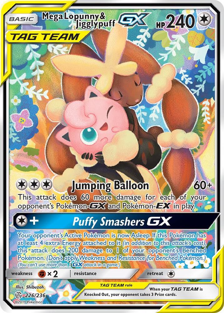 Mega Lopunny & Jigglypuff GX (Alternate Full Art) 226/236 card from SM - Cosmic Eclipse