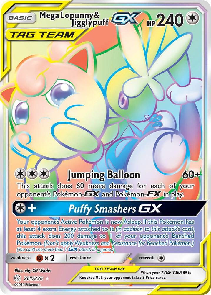 Mega Lopunny & Jigglypuff GX (Secret) 261/236 card from SM - Cosmic Eclipse