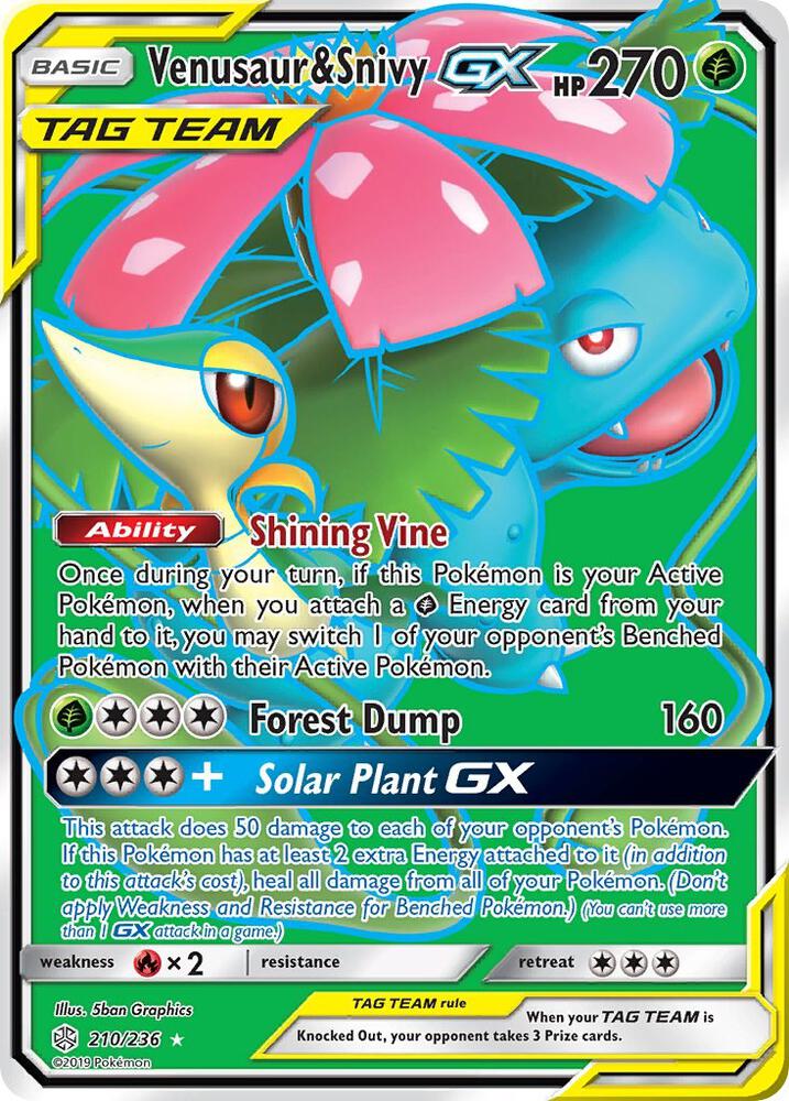 Venusaur & Snivy GX (Full Art) 210/236 card from SM - Cosmic Eclipse