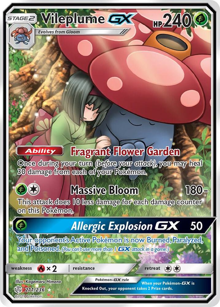 Vileplume GX (Full Art) 211/236 card from SM - Cosmic Eclipse