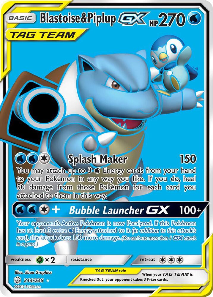 Blastoise & Piplup GX (Full Art) 214/236 card from SM - Cosmic Eclipse