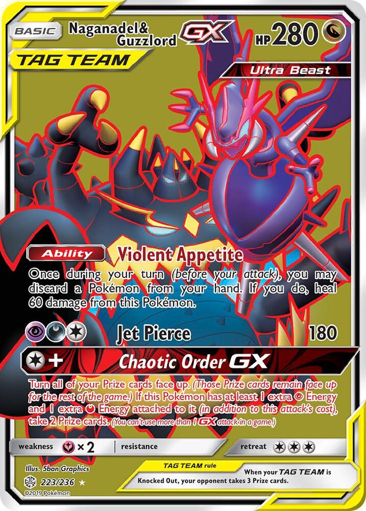 Naganadel & Guzzlord GX (Full Art) 223/236 card from SM - Cosmic Eclipse