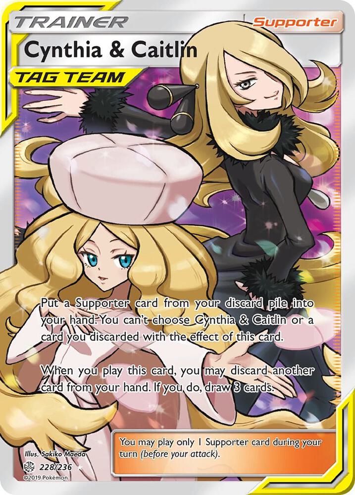 Cynthia & Caitlin (Full Art) 228/236 card from SM - Cosmic Eclipse