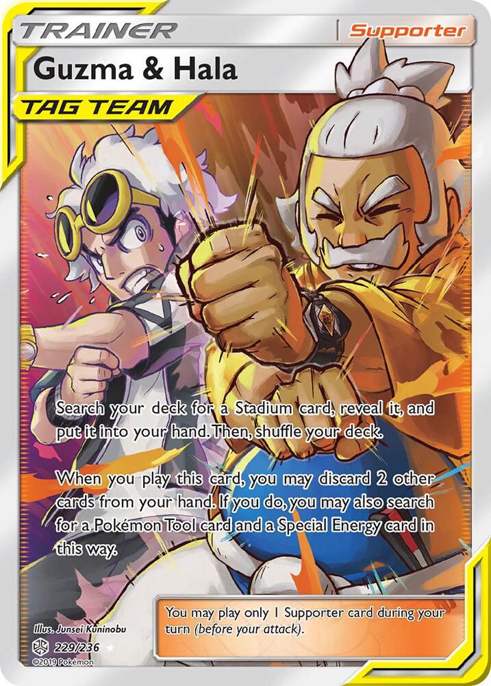 Guzma & Hala (Full Art) 229/236 card from SM - Cosmic Eclipse