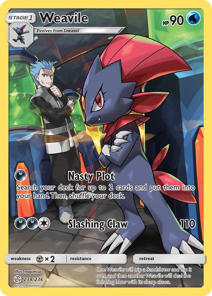 Weavile (Secret) 238/236 card from SM - Cosmic Eclipse