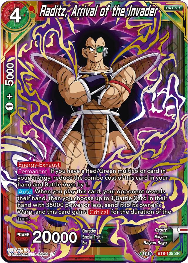 Raditz, Arrival of the Invader BT8-105 card from Malicious Machinations